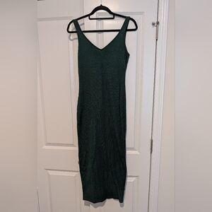 SHEIN Dark Green Ribbed Midi Dress Size L